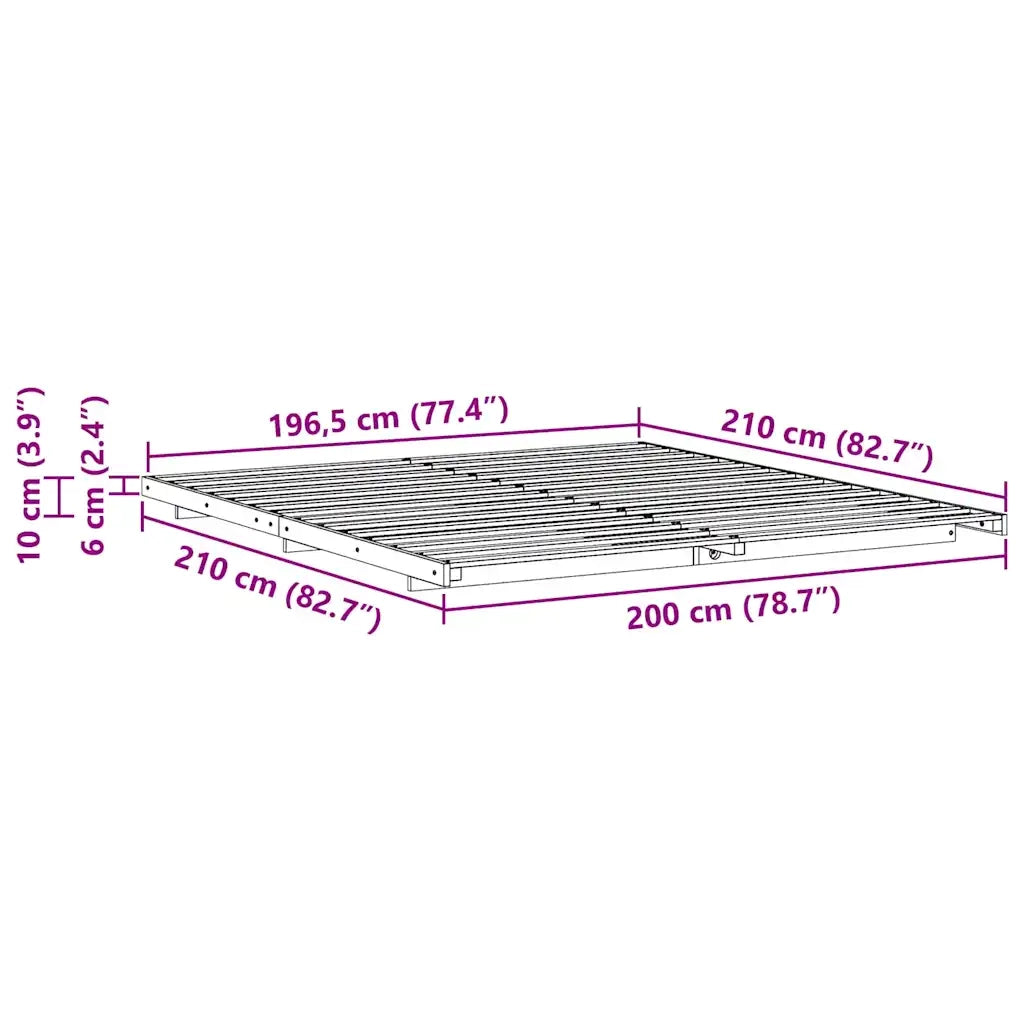 Struttura del letto Bianco 200 x 210 cm Pino massello 873119
