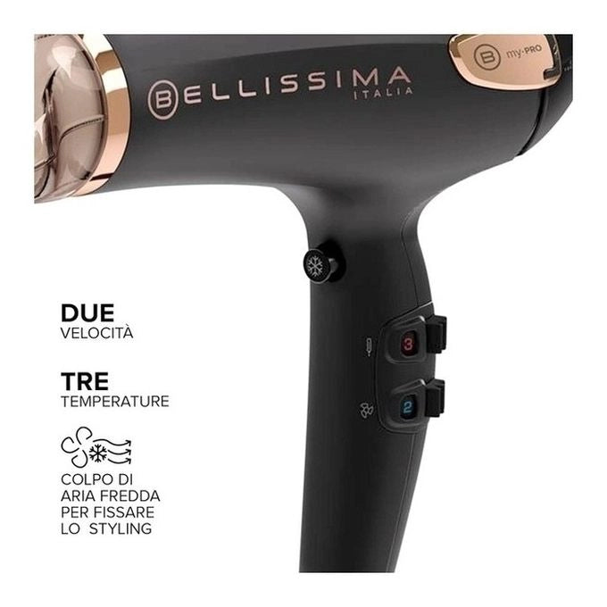 Bellissima 11665 My Pro Ceramic P5 3800 Asciugacapelli 2300 W Ceramica Ionica 2 velocita' 3 temperature con Diffusore colore Nero Rose Gold
