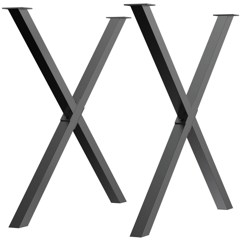 Gambe per Tavolo a X in Acciaio ¨C Xylo ¨C Nero, 80x72 cm, Set 2 Pezzi con Viti