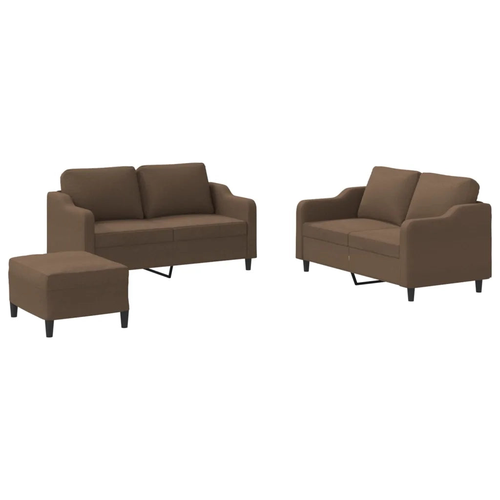 Set di Divani 3 pz con Cuscini Marrone in Tessuto 3201813