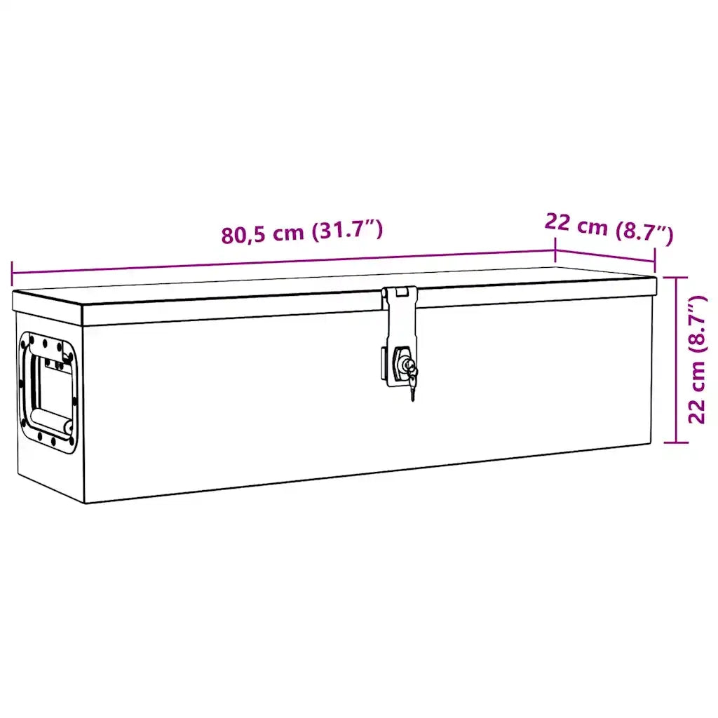 Cassetta in Alluminio 80,5x22x22 cm Argento 142937