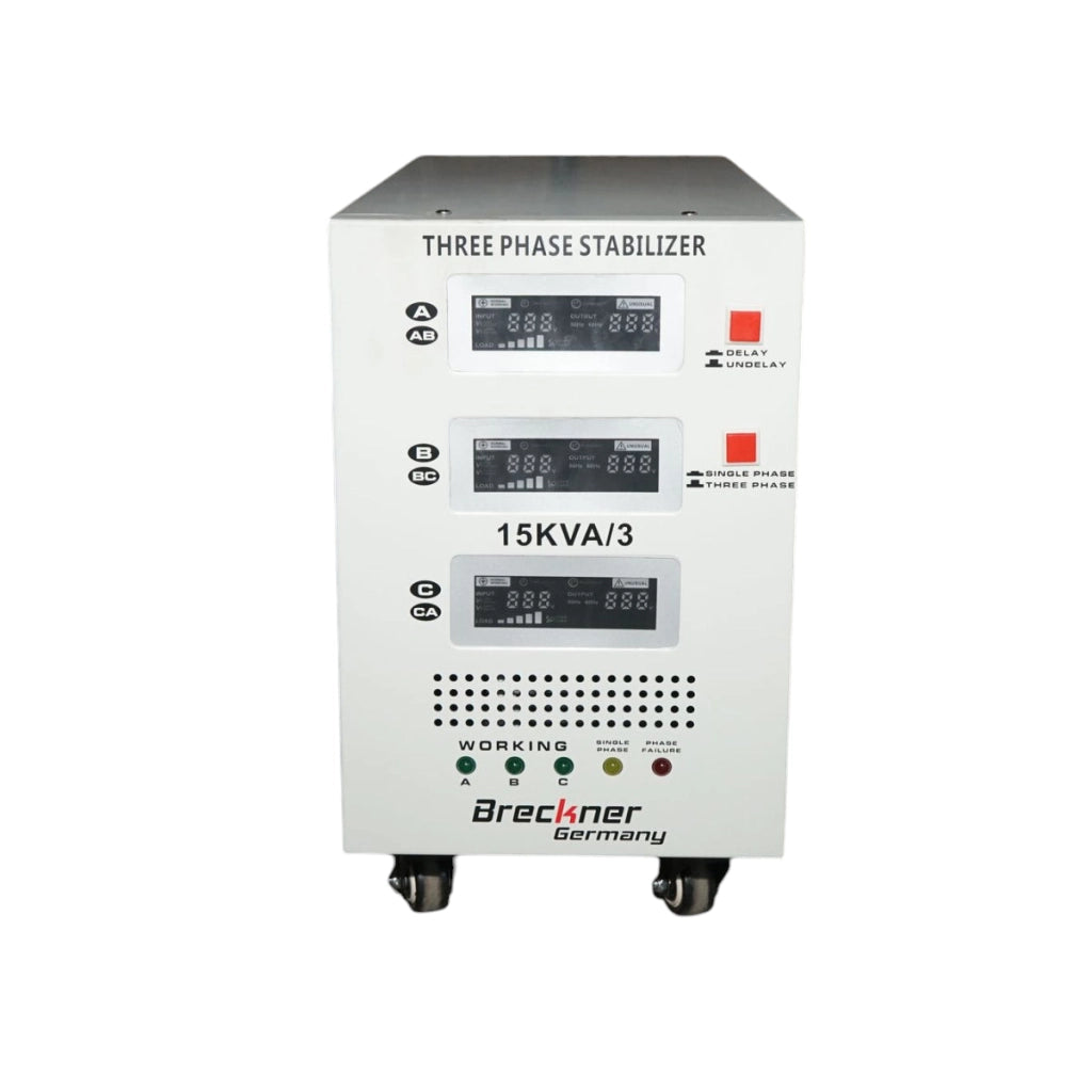 Stabilizzatore di tensione automatico 15KVA, 12KW trifase con servomotore Breckner Germany