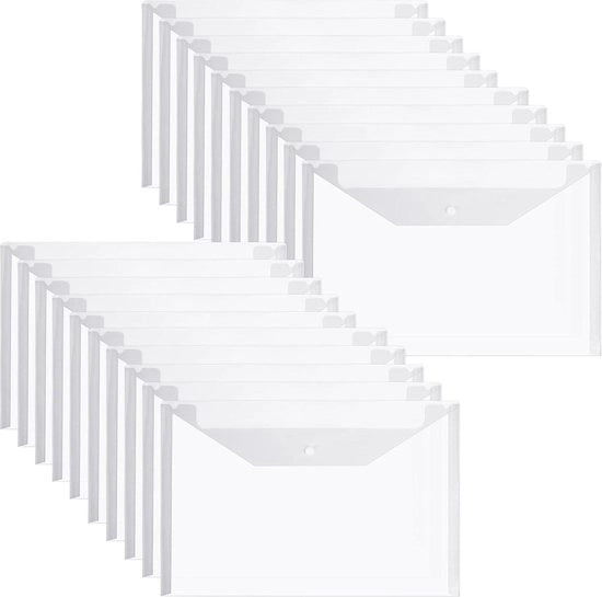 20 documenti trasparenti in buste A4 per documenti - copertine in plastica con chiusura a bottone