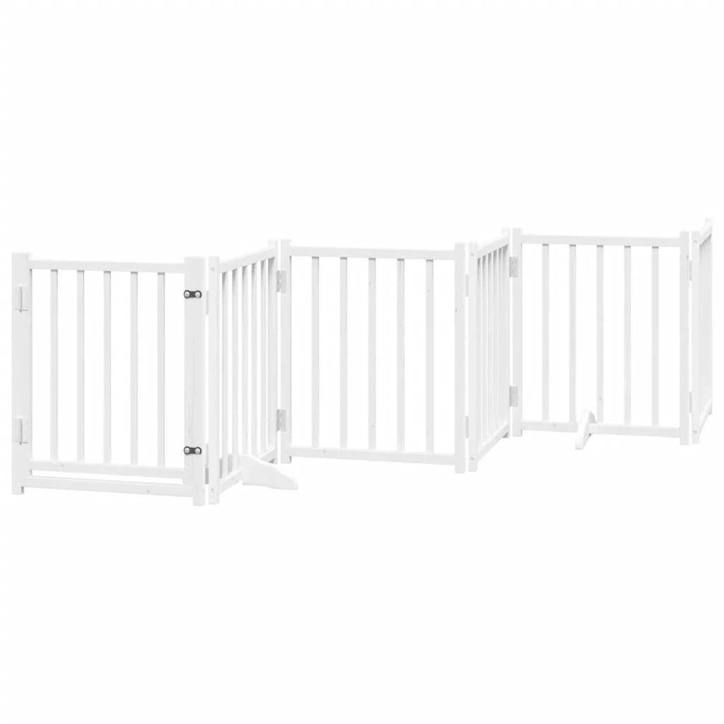 Cancelletto di sicurezza per animali domestici porta pieghevole 9 pannelli legno di pioppo bianco 02_0023291