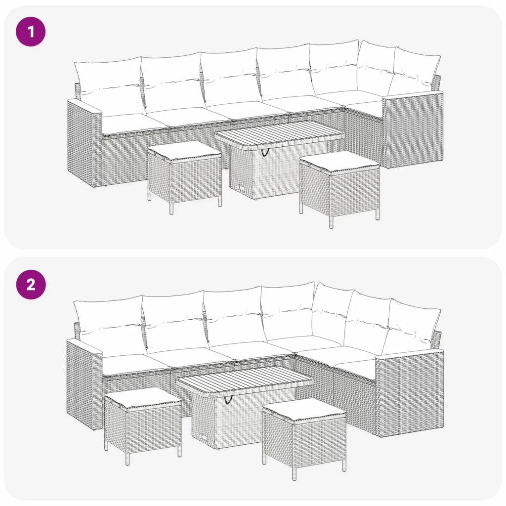 Set Divano da Giardino 9 pcs Nero polyrattan 3362934