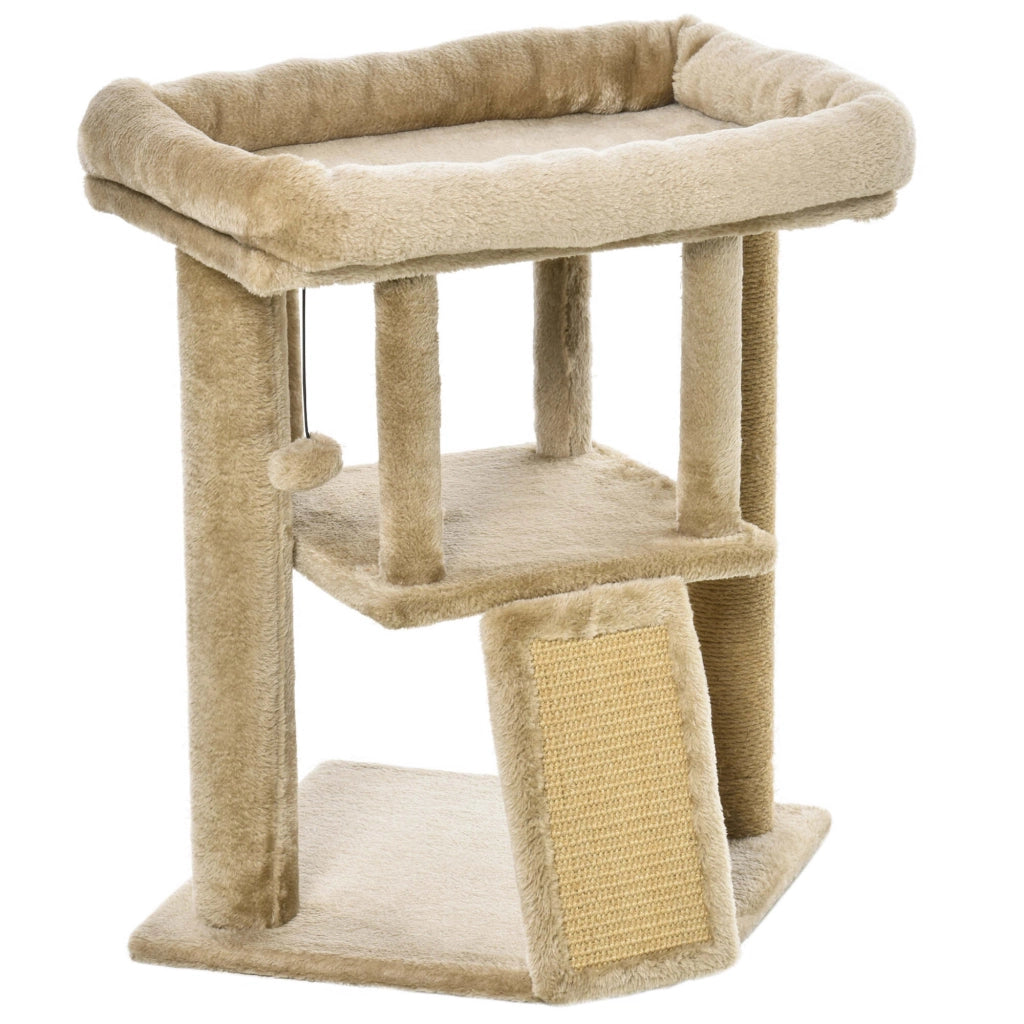 Tiragraffi Albero per Gatti con Casetta e Lettino ¨C Minimal ¨C Marrone