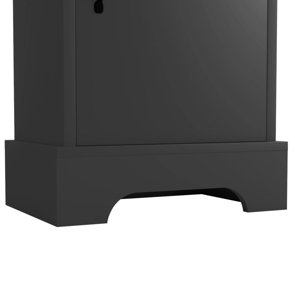 Mobile bagno 38x26x172.5 cm con cassetti e ripiani regolabili in MDF nero