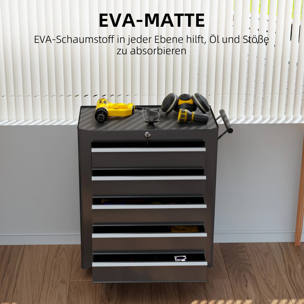 Cassettiera con 5 cassetti rotelle ¨C Minimal ¨C acciaio nero 60x40x138 cm