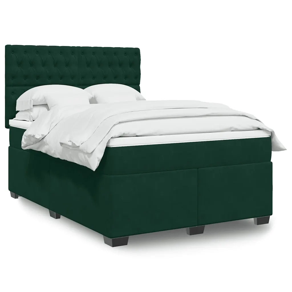 Giroletto a Molle con Materasso Verde Scuro 160x200 cm Velluto