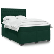 Giroletto a Molle con Materasso Verde Scuro 160x200 cm Velluto