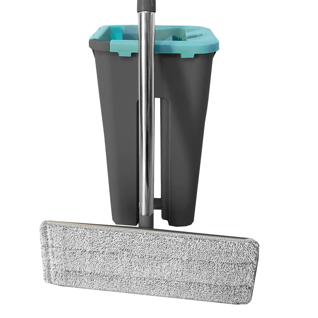 Panno extra piatto con secchio strizzatore 4 Panni riutilizzabili in microfibra blu
