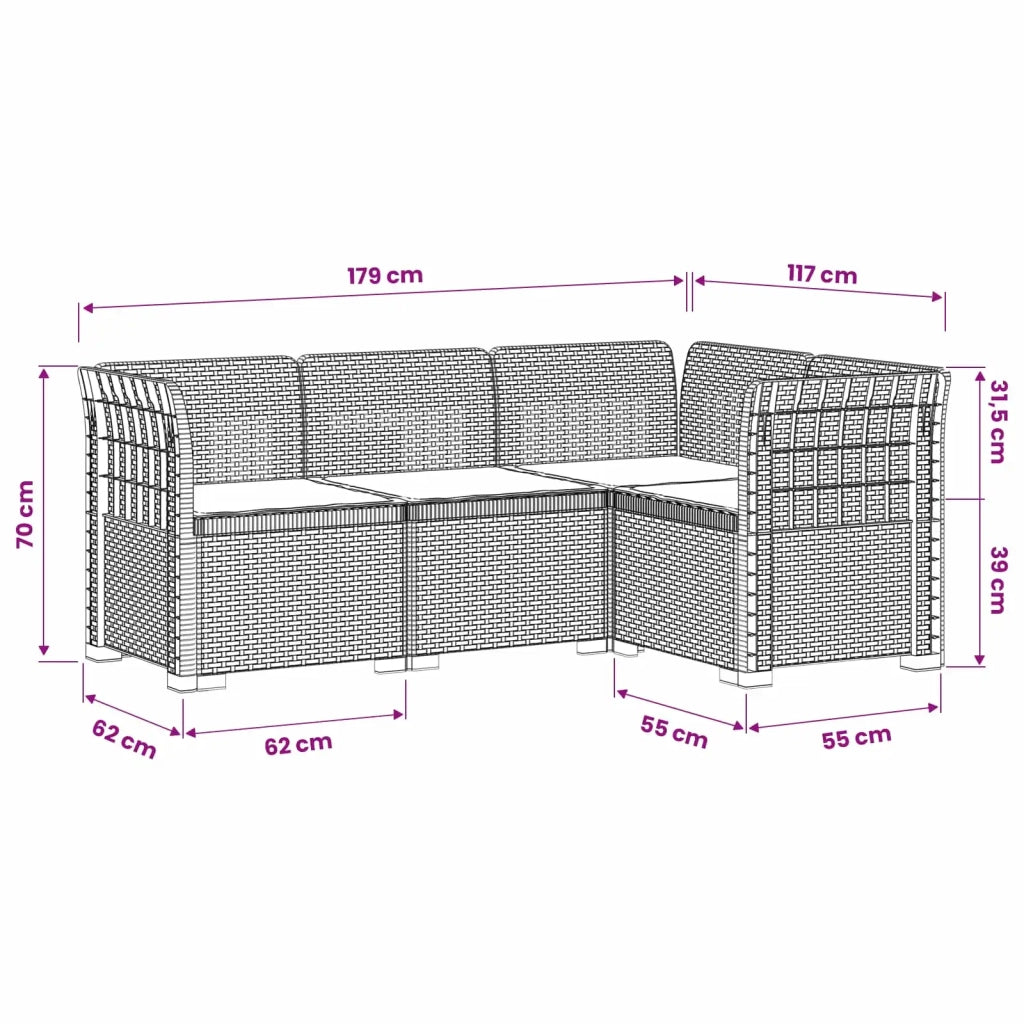 Divano da Giardino 4 Posti con Cuscini Aspetto Rattan PP 3443968