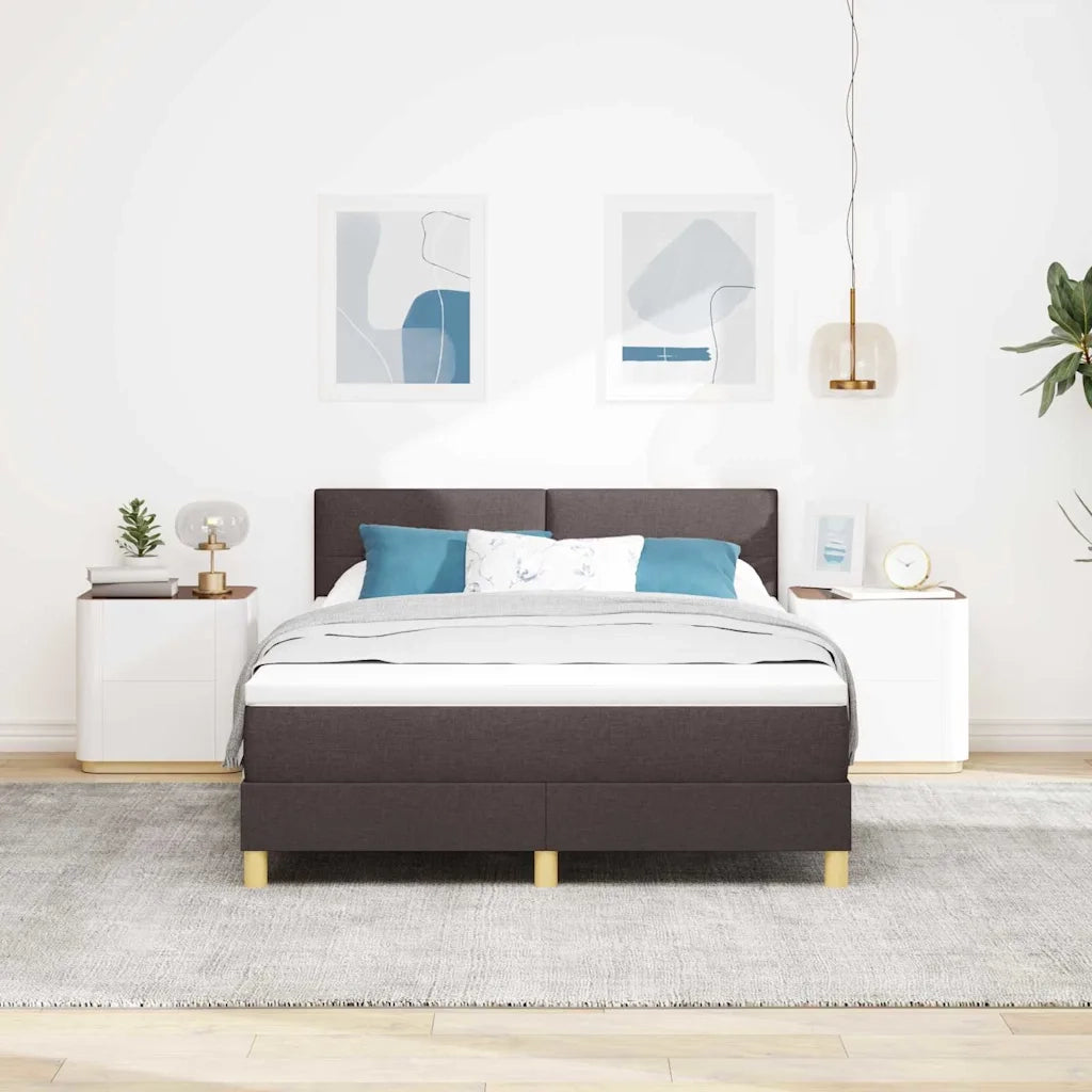 Letto a Sorgente LED con led Marrone Scuro 140 x 200 cm Tessuto