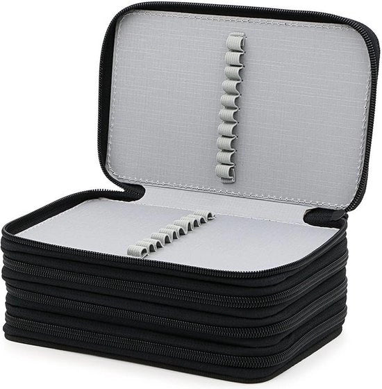 Borsa per matite per studenti, 72 scomparti, 4 livelli, nero