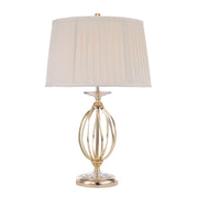 Lampada da tavolo classica ottone paralume bianco Aegean E27