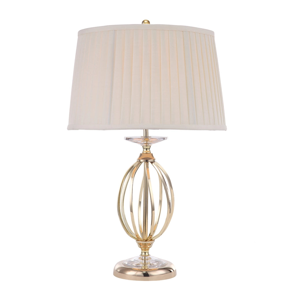 Lampada da tavolo classica ottone paralume bianco Aegean E27