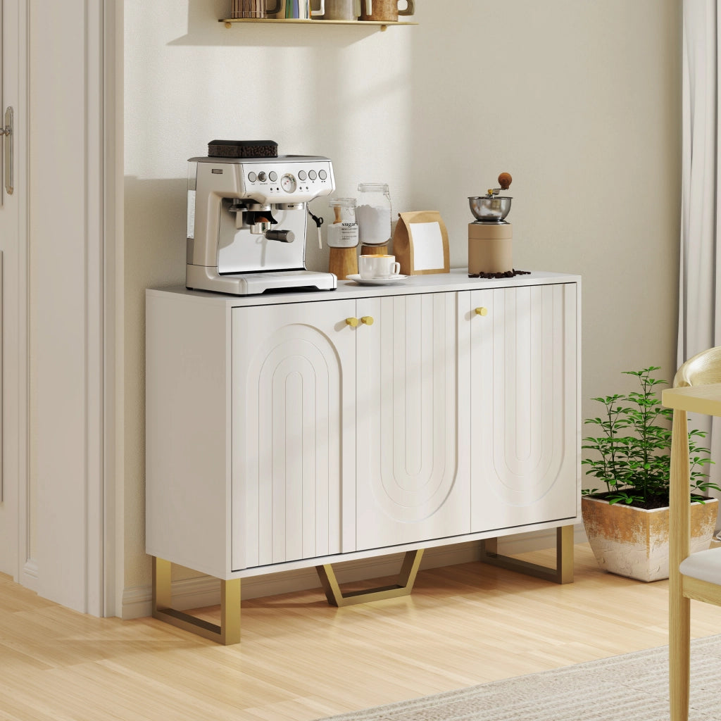 Buffet per soggiorno con ante e ripiano regolabile ¨C zephmum ¨C 106.5x35x77.5 cm, bianco