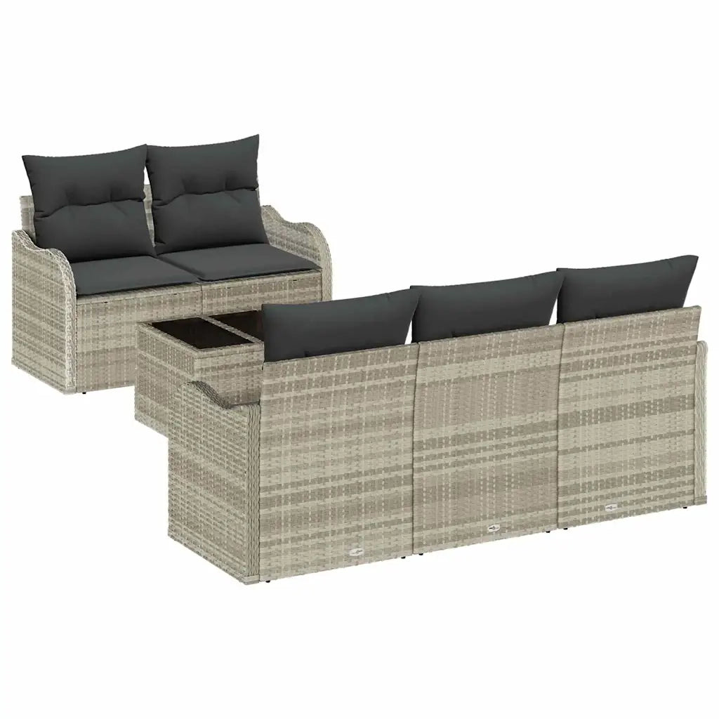 Set Divano da Giardino Grigio chiaro polyrattan