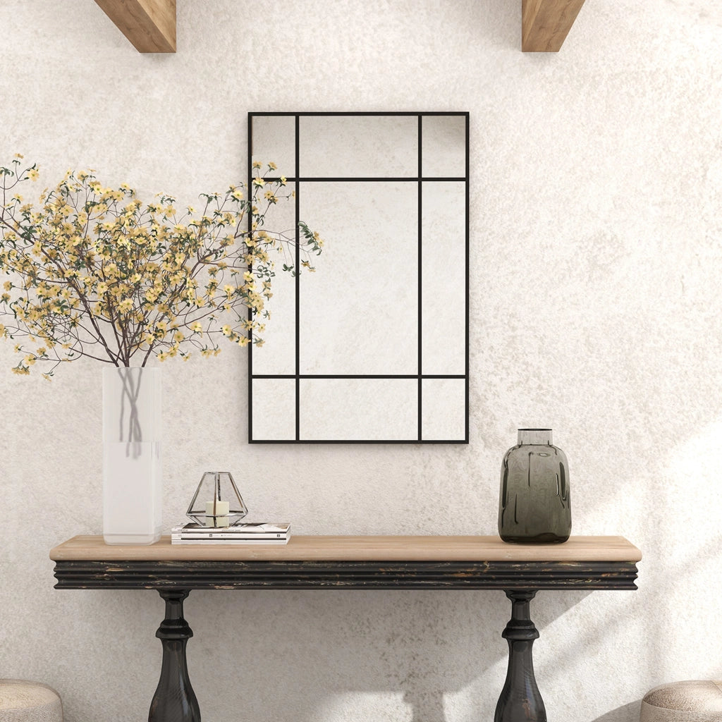 Specchio da Parete con Montaggio Verticale e Orizzontale ¨C Minimal ¨C 90x60 cm Nero