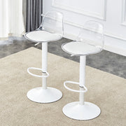 SGABELLO DA BAR Regolabile 82-104 cm Trasparente e Bianco Set da 2 pezzi