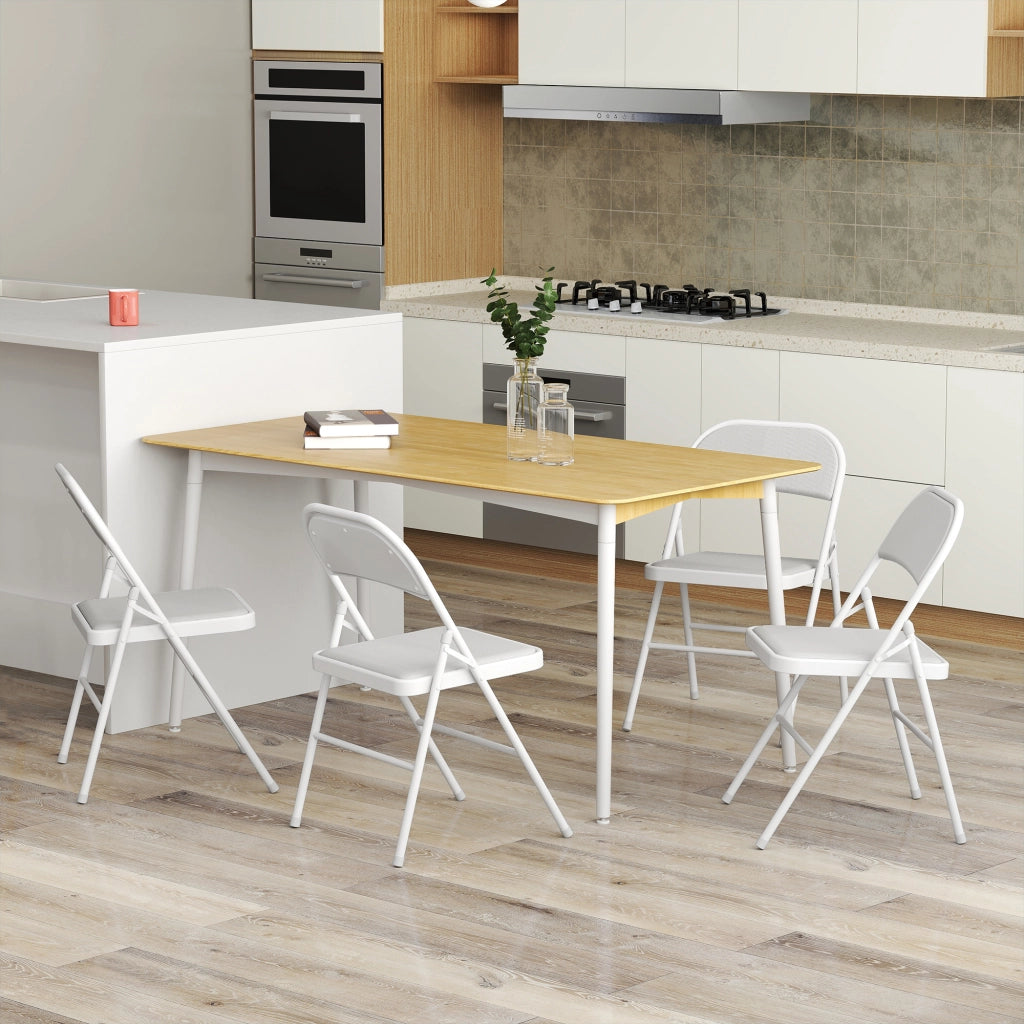 Set di 4 Sedie Pieghevoli da Pranzo ¨C Zephmum ¨C Struttura in Metallo Bianco 45x46x78 cm
