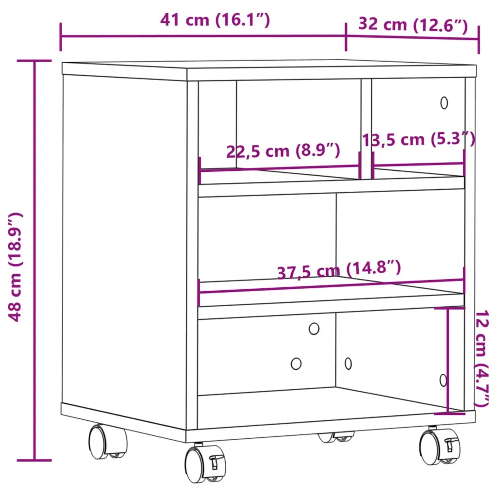 Supporto per Stampante con Ruote Grigio Sonoma 41x32x48 cm CFW6976077