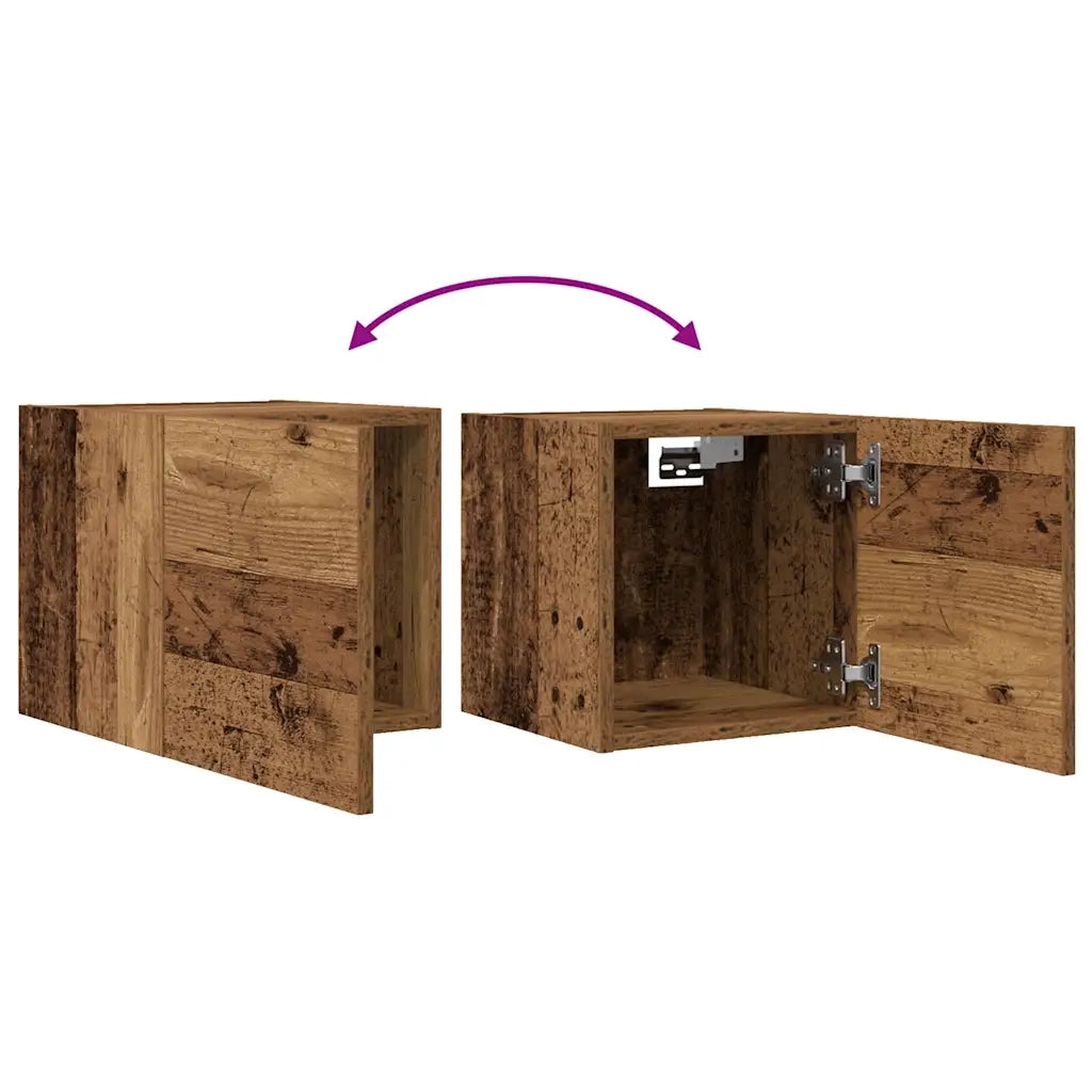 Mobili Porta TV a Parete 2pz Legno Antico 30,5x30x30 cm 856413