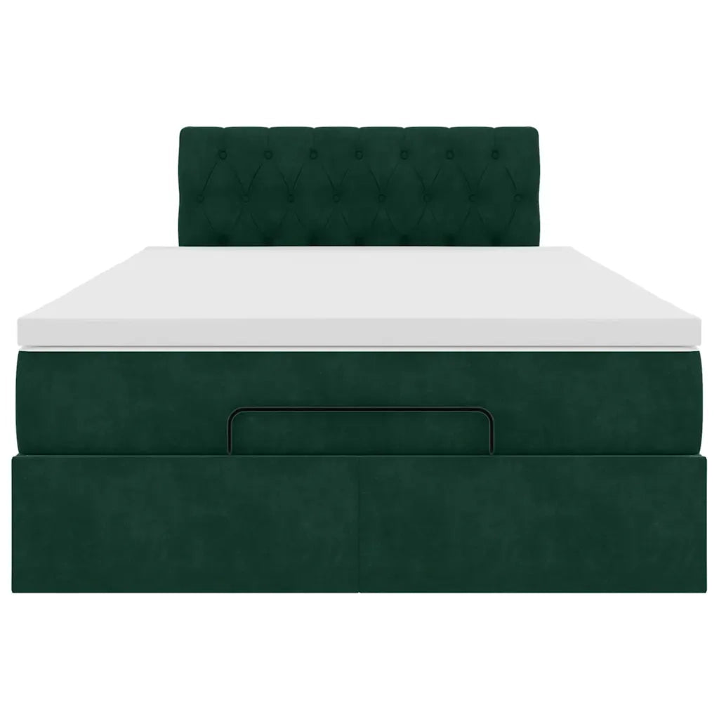 Pouf Letto con Materasso e LED Verde Scuro 120x190cm in Velluto 3312683