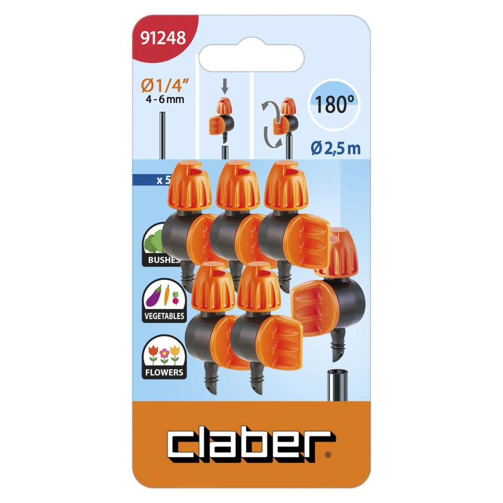MICROIRRIGATORE + RUBINETTO SELF CLABER - RAINJET 91248 180  ° LT/H 61 1/4 CF=PZ 5- 10 confezioni