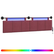 Testiera | Testata sospesa Con luce LED Rosso Vino Tessuto