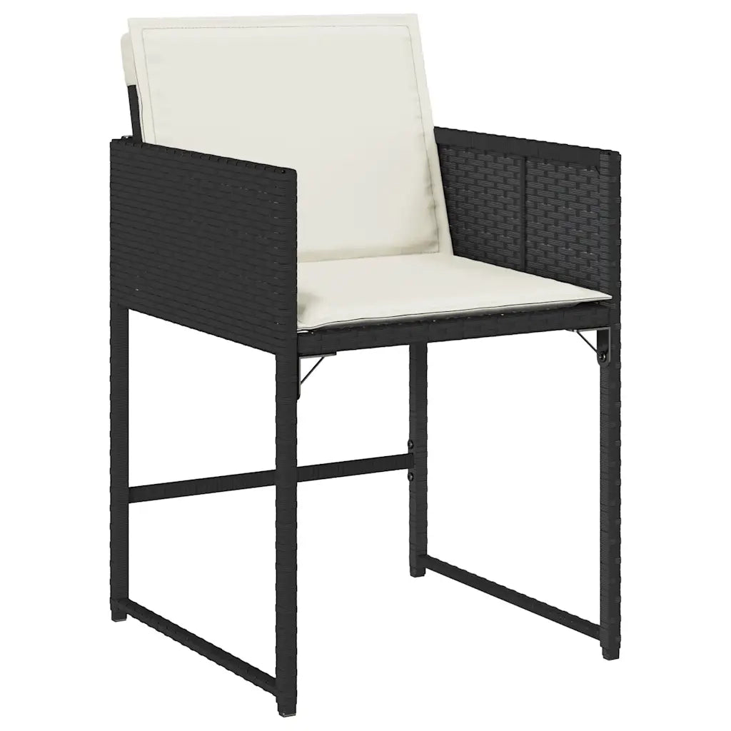 Set da Pranzo da Giardino 9 pz con Cuscini Nero in Polyrattan 3278090