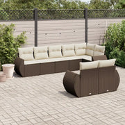 Set Divani da Giardino 8 pz con Cuscini Marrone in Polyrattan 3221622