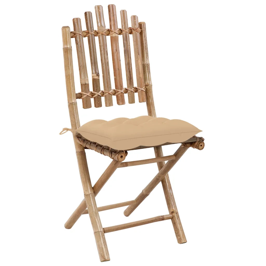 Set da Pranzo da Giardino 5 pz Pieghevole con Cuscini in Bambù 3063978