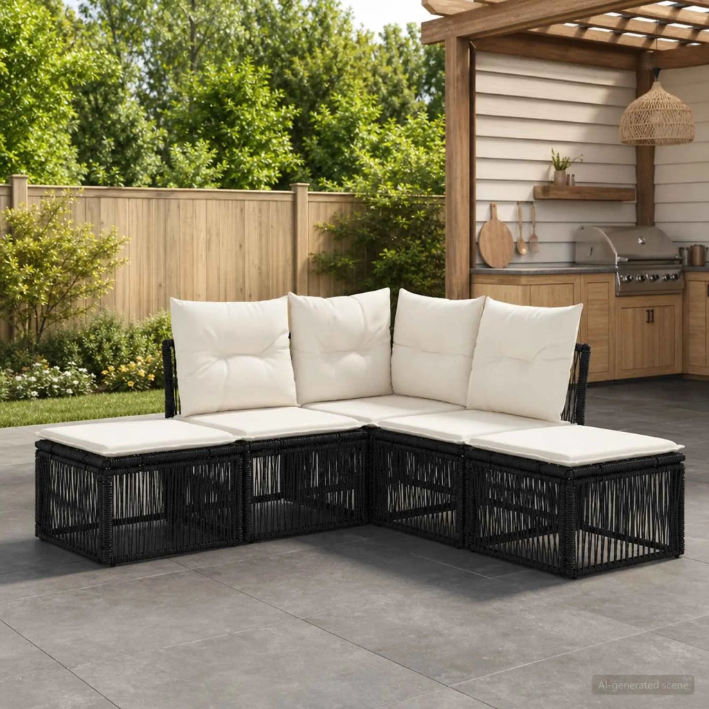 Set Divano da Giardino 5 pz Nero polyrattan 3434230