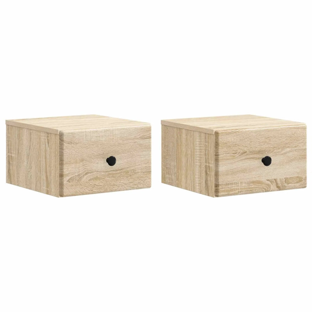 Set di 2 Comodini | Armadio da Notte | Mobiletto da notte a muro Rovere Sonoma 34,5 x 33 x 20 cm