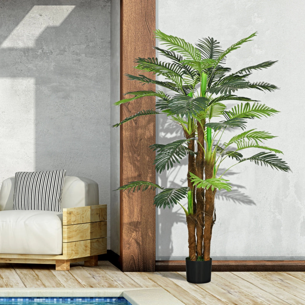 Palma Artificiale 160 cm con Vaso ¨C Minimal ¨C Marrone e Verde