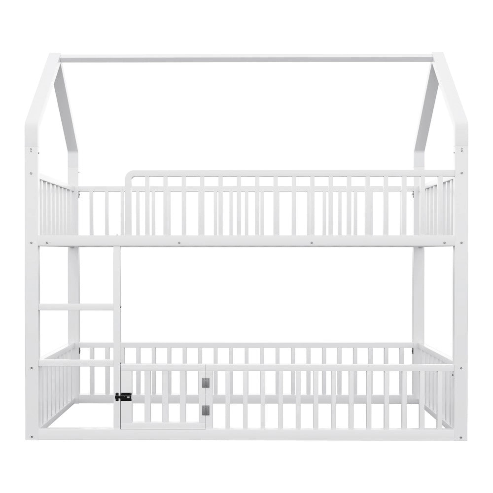 Letto a Castello per Bambini con Scala e Porta ¨C Xylo ¨C Metallo Bianco 90x200