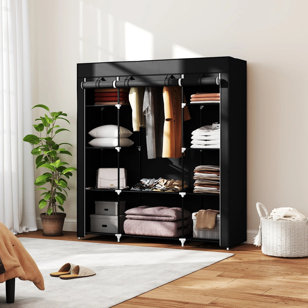 Armadio con Ante ¨C zephmum ¨C Tessuto, Nero, 150x43x162.5 cm