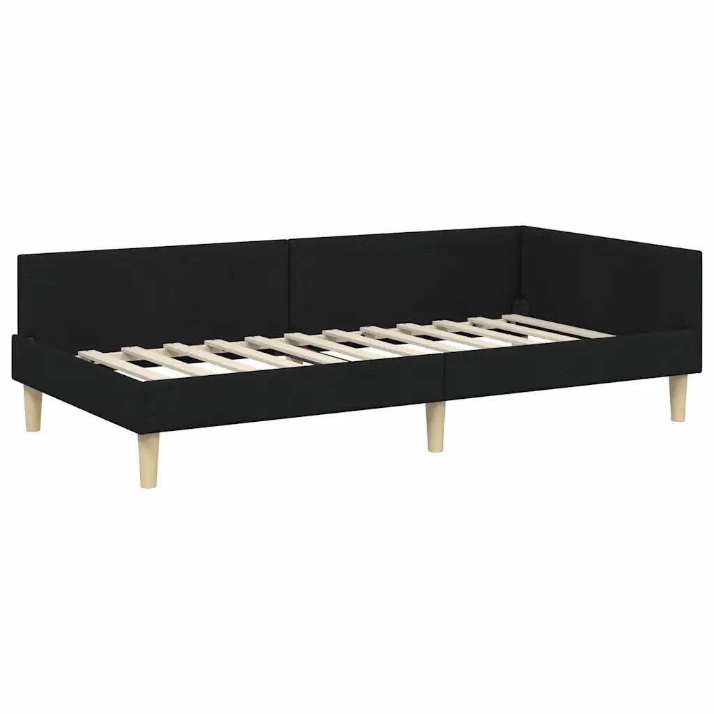 Cornice del letto ad angolo Nero 100 x 200 cm Tessuto 42016127
