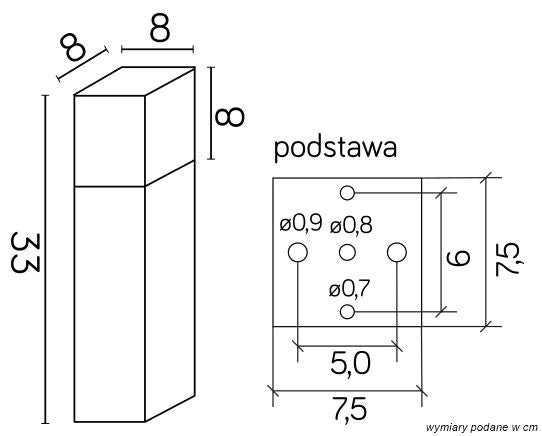 Paletto luce esterno 33cm E27 argento IP44 SU-MA Cube