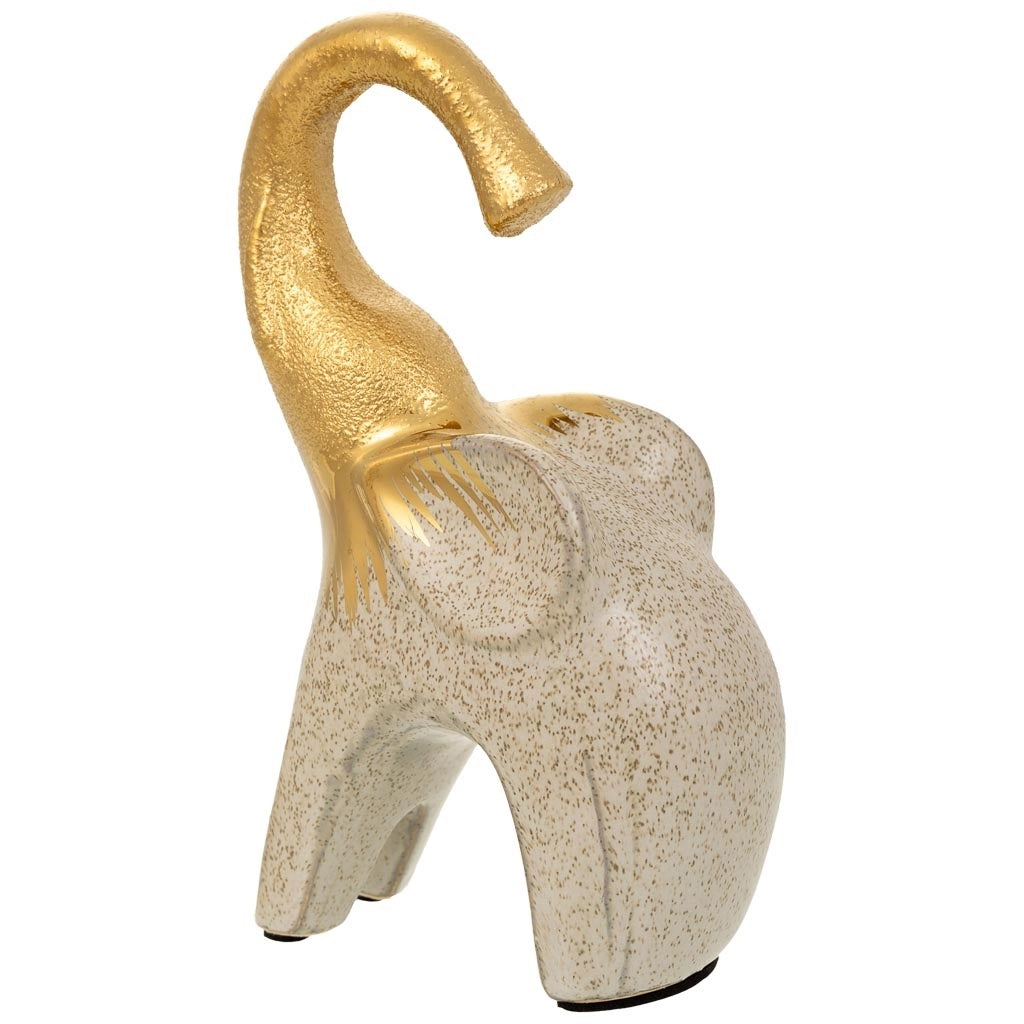 Elefante decoro ceramica dorata 12,5x7,5x20h