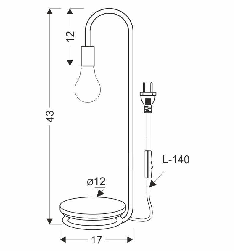 Lampada tavolo Candellux ABI nera/legno E14 43cm 1luce
