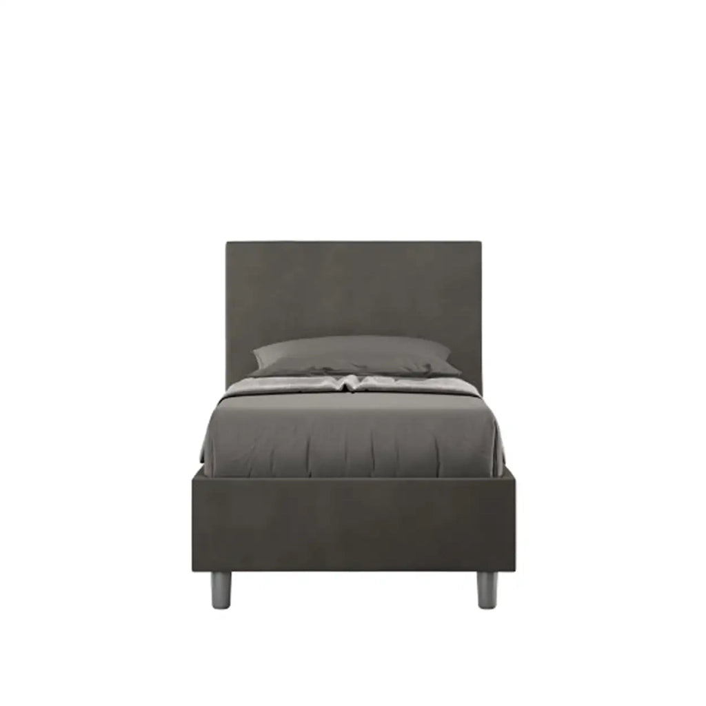 Letto singolo contenitore imbottito 80x210 microfibra grigio Adele