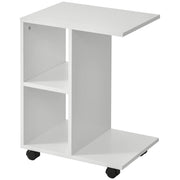 Tavolino da caff¨¨ con ruote e ripiani aperti ¨C Minimal ¨C 45x35x58 cm bianco
