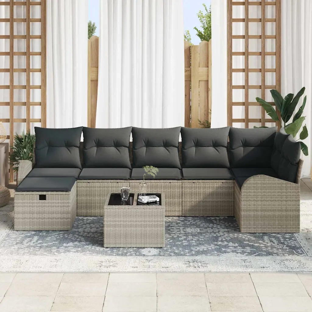 Set Divano da Giardino 8 pcs Grigio chiaro Poly Rattan 3360443