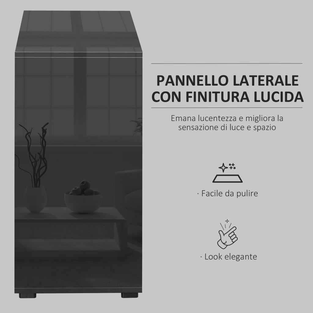 Mobiletto Multiuso per Casa e Ufficio con 2 Cassetti e 2 Armadietti, Apertura a Pressione, 79x36x74cm