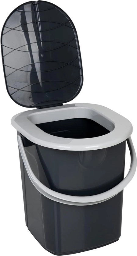 Toilet da campeggio portatile ecologico in plastica riciclata al 100%, 22 litri, peso massimo di carico 120 kg, colore ecologico antracite, misura unica