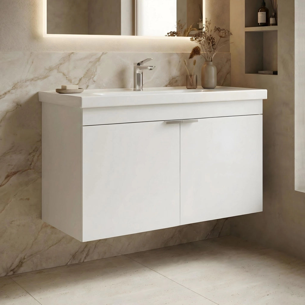 Mobile lavabo "Desna 80" - 80 x 45 x 58 cm - Bianco opaco