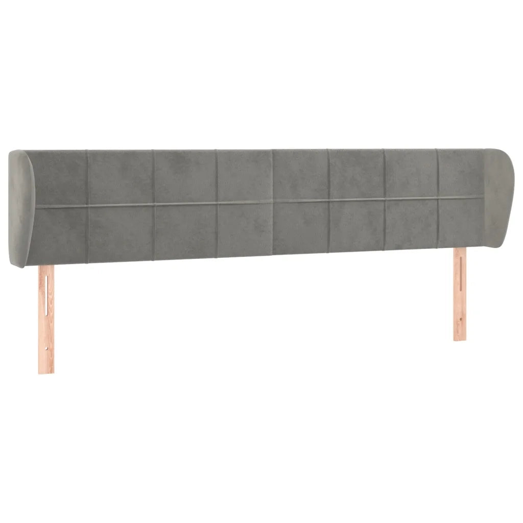 Testiera ad Orecchio-Testata con Orecchie Grigio Chiaro 183x23x78/88 cm in Velluto 956783