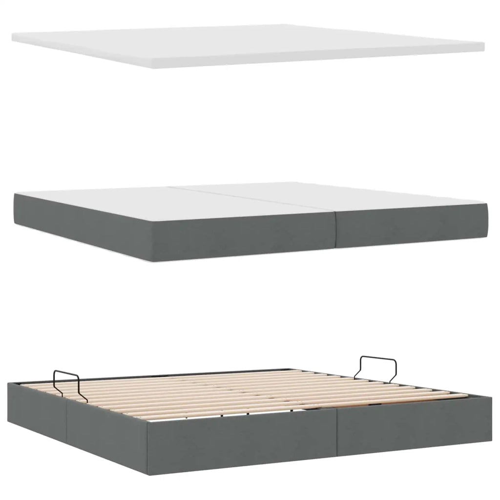 Letto con contenitore e materasso Grigio scuro 200 x 200 cm